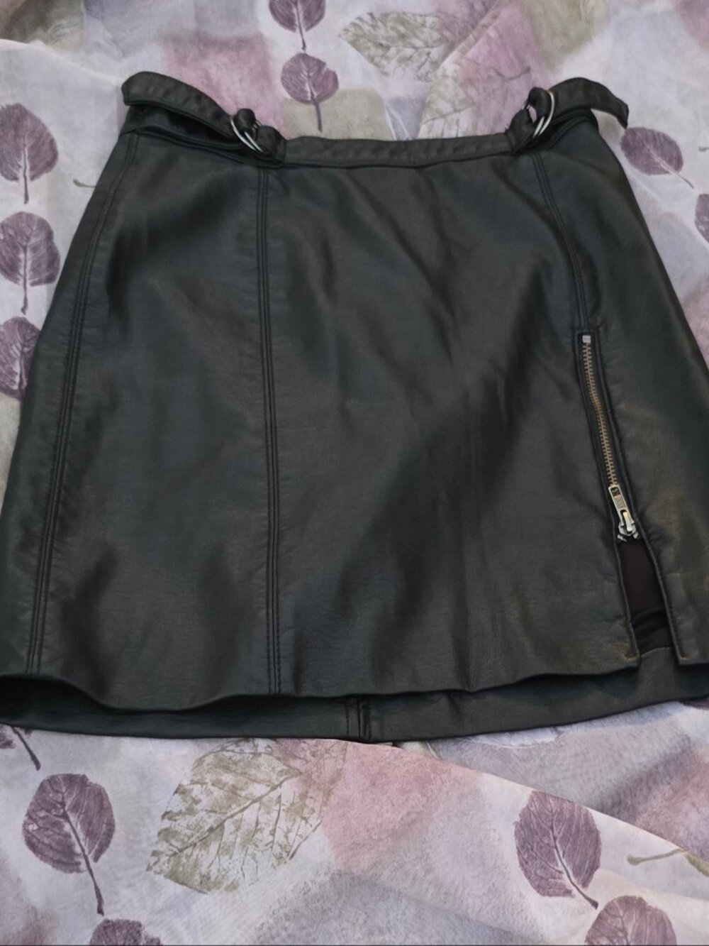 Free People Black Faux Leather Mini Skirt  US Size 6